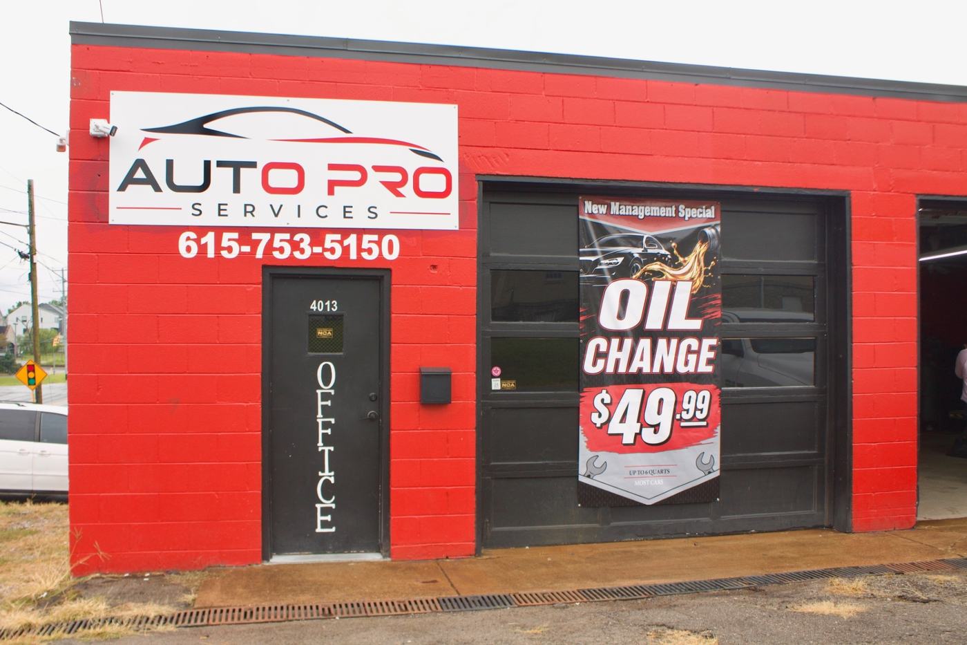 Exterior of the Auto Pro Services auto repair shop building in Nashville, Tennessee