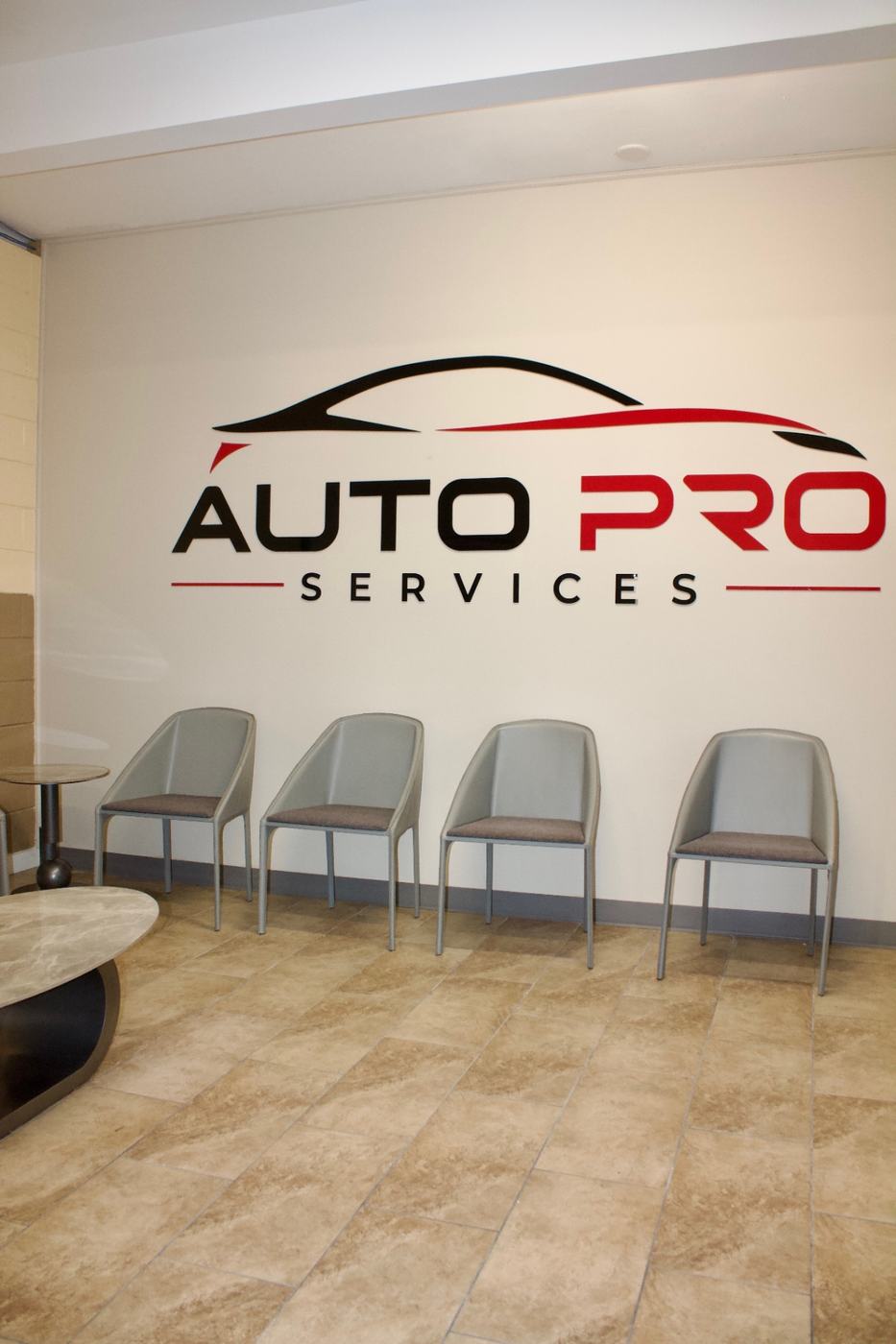 Customer waiting area at Auto Pro Services in Nashville, Tennessee